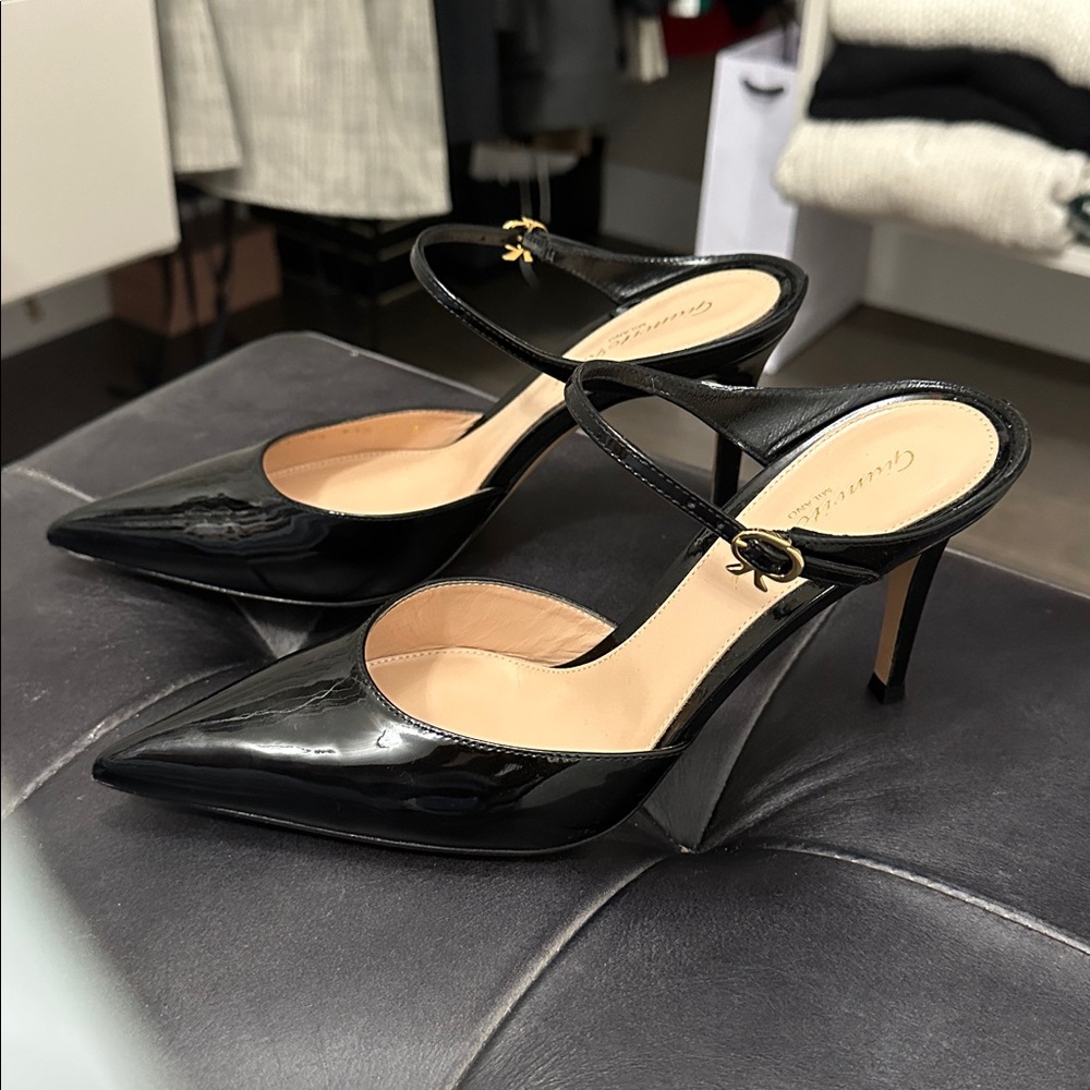 Gianvito Rossi Black Patent Leather Mary Jane Mule Heels - Picture 7 of 8